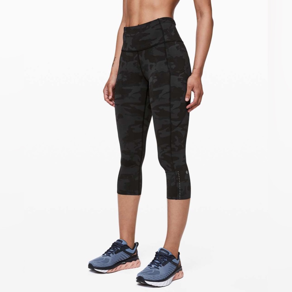 Lululemon Fast & Free Crop II *Nulux 19" Women’s 4 in Incognito Camo Multi Grey
